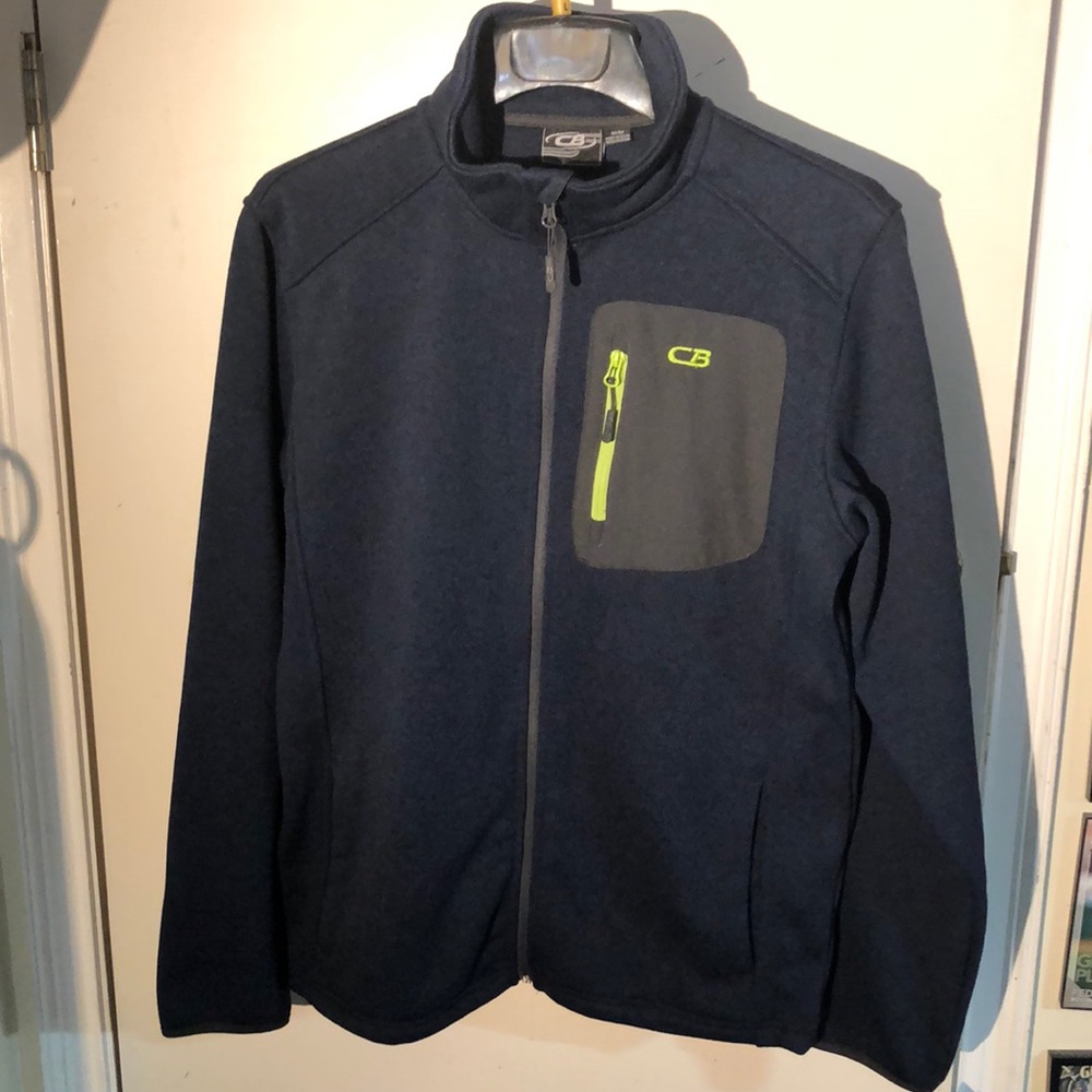 CB Men’s Navy Performance Full‑Zip Jacket with Lime Accent
